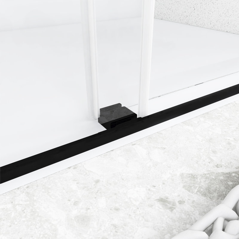 60 po X P 74 po H Porte de douche coulissante avec cadre noir, Or/noir