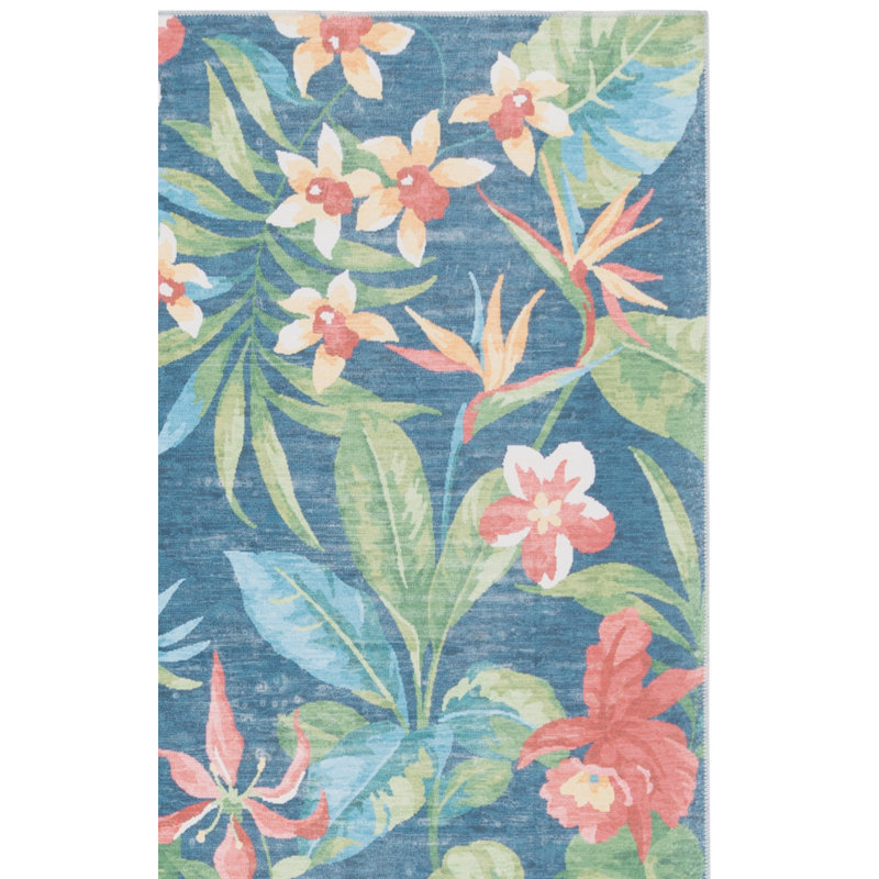 Tapis floral lavable à la machine Caralina, Rectangle 6 pi x 9 pi