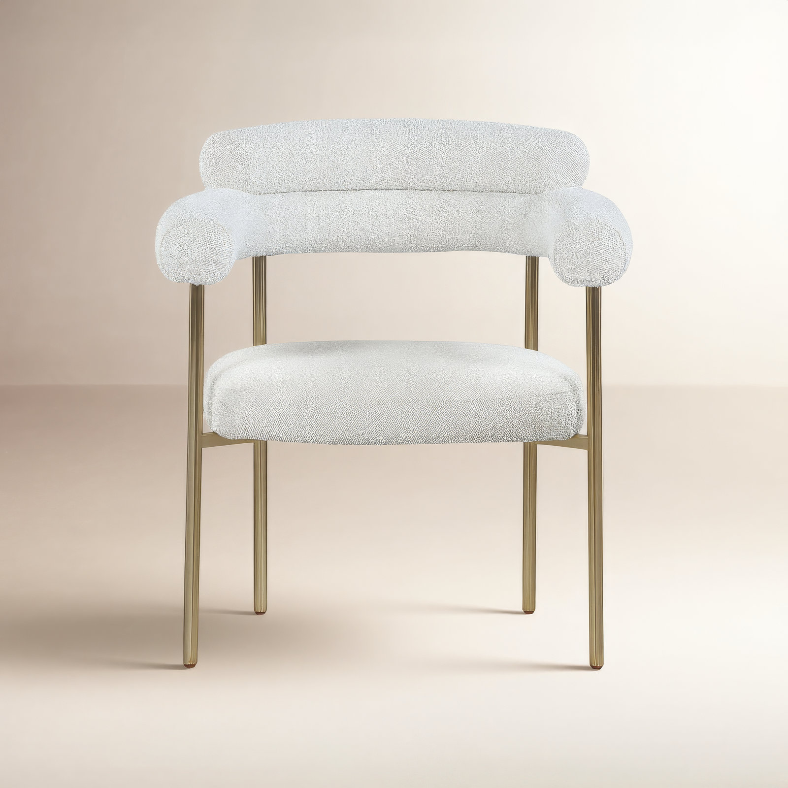 Dining Armchair, Cream Boucle, Brushed Brass