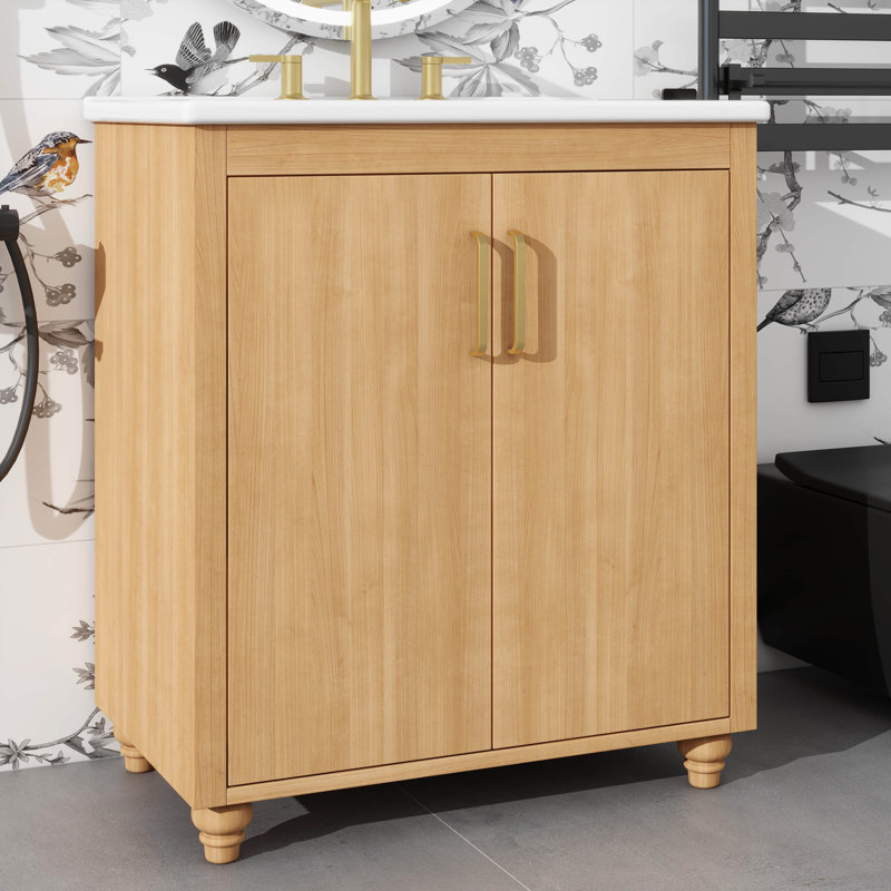Meuble-lavabo multifonctionnel avec portes et tiroir 30 po