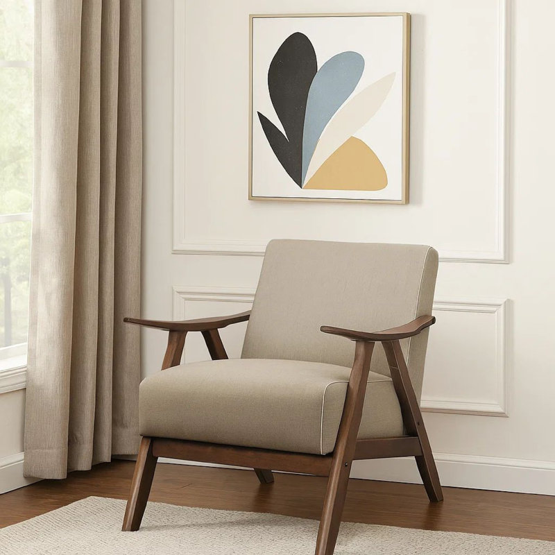 Lyelah Upholstered Armchair, Light Brown Fabric