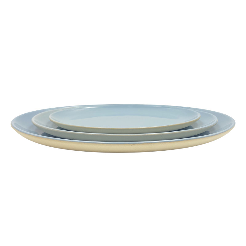 Canvas Home Shell Bisque Porcelain Extra Large Oval Serving Platter, Blue