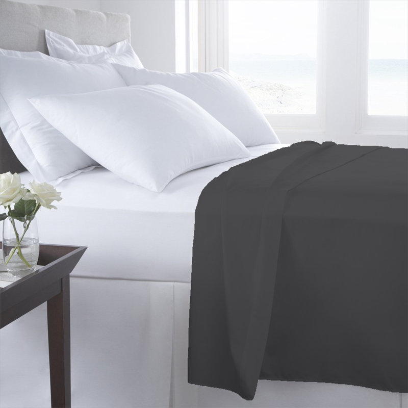 Ensemble de draps pour chambre d'amis 100% coton ALVITO, Gris anthracite, Drap plat très grand