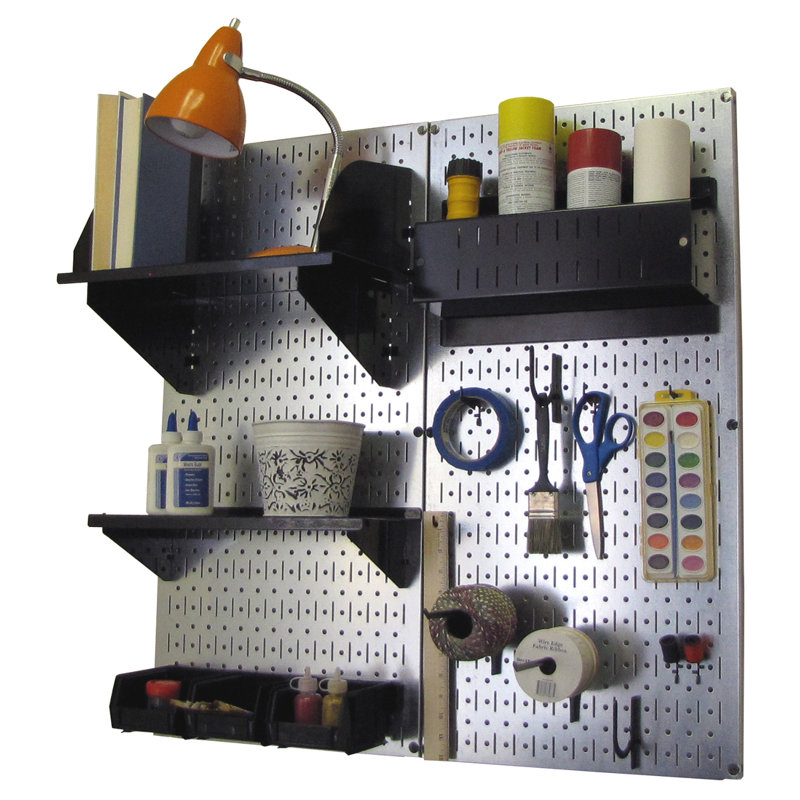 Hobby Craft Pegboard Organizer Storage Kit, Galvanized and Black