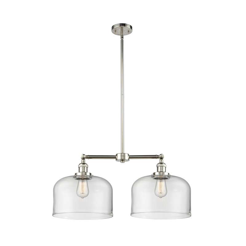 Bell 12" - 2 Light 21" Island Light, No Bulb Included, Seedy, Polished Nickel