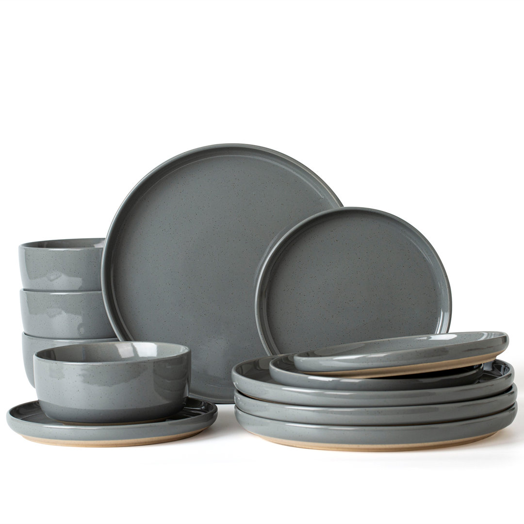12 Piece Stoneware Dinnerware Set - Service for 4