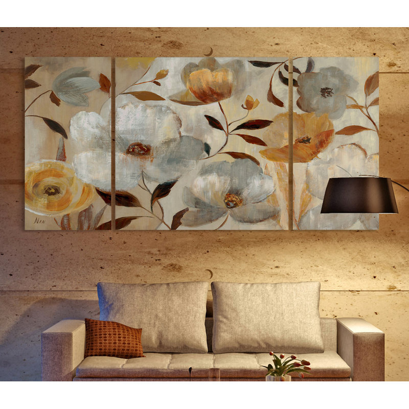 « golden fleur », reproduction d’image multi-pièce sur toile, H 24 po x l 48 po x P 1,5 po