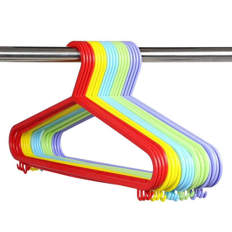 Plastic Non-Slip Standard Hanger for Dress/Shirt/Sweater, Red/Yellow/Blue/Green