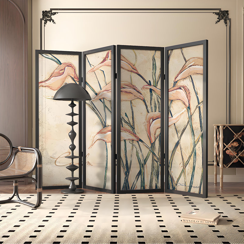 Elegant Calla Lily Screen, 74.8" H x 78.74" W x 1.57" D
