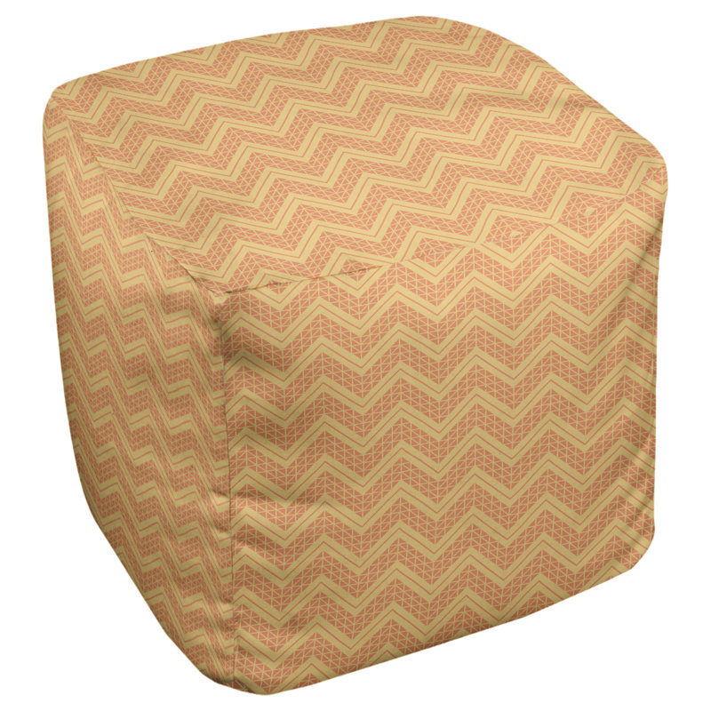 Repose-pieds cubique à motif à chevrons à la main classic, Jaune et orange
