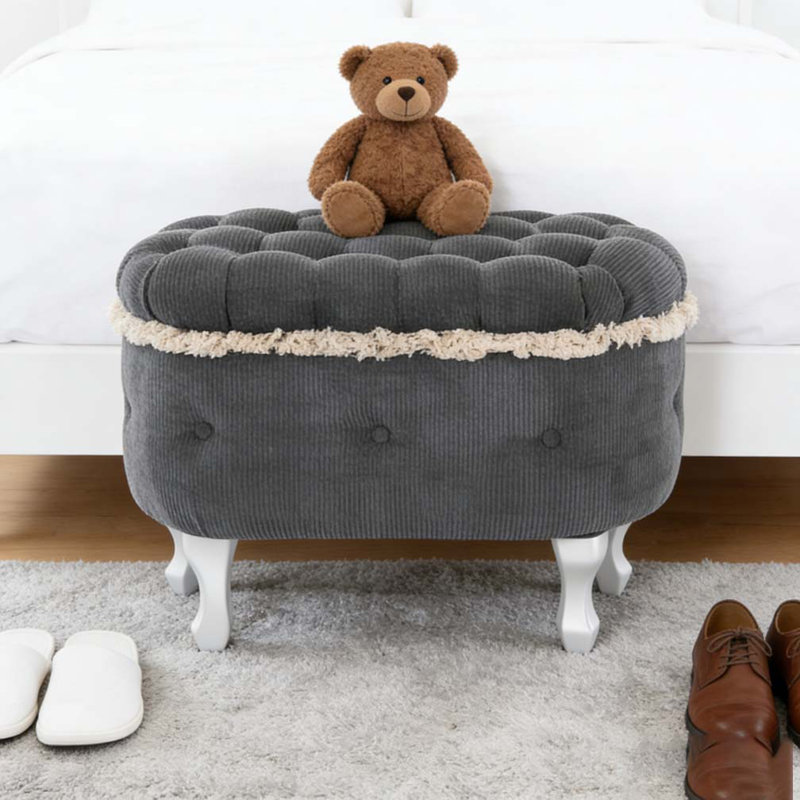 Banc de rangement 29,5 po, banc de bout avec capitonnage, Gris