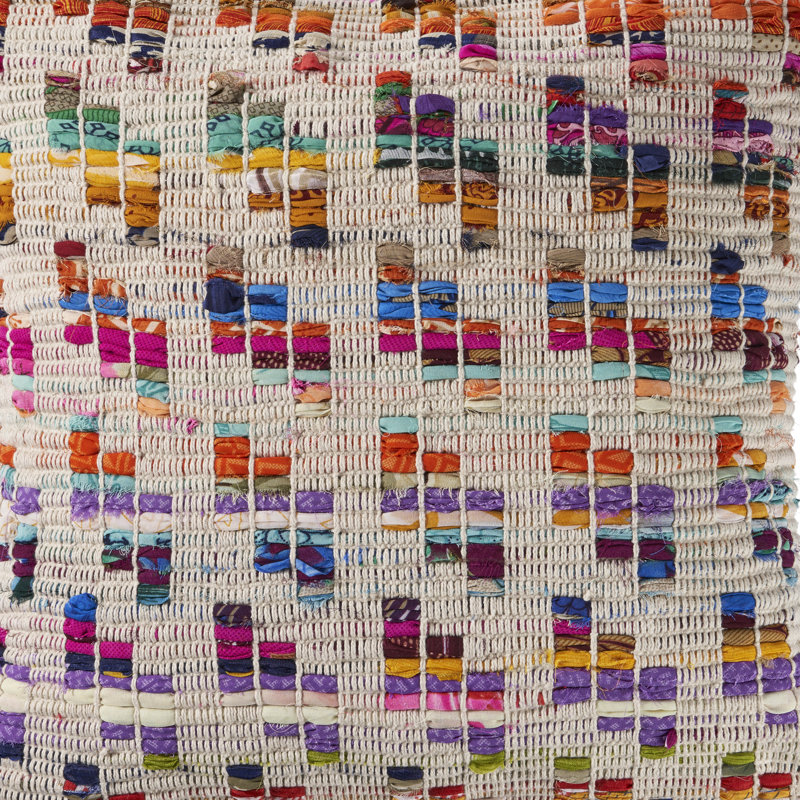 Bay Handwoven Multicolor Natural Fiber and Cotton Blend Pillow, Polyester/Polyfill