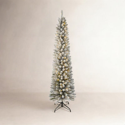 Everett Pre-Lit Flocked Slim Christmas Tree
