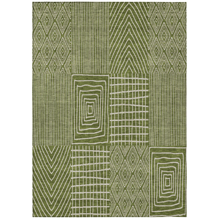 Machine Washable Indoor/Outdoor Chantille ACN990 Green Area Rug