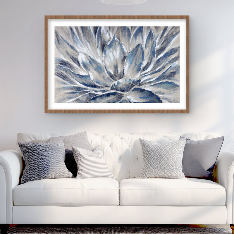 Fleur bleue et grise | «Contemporary Livingroom», reproduction encadrée