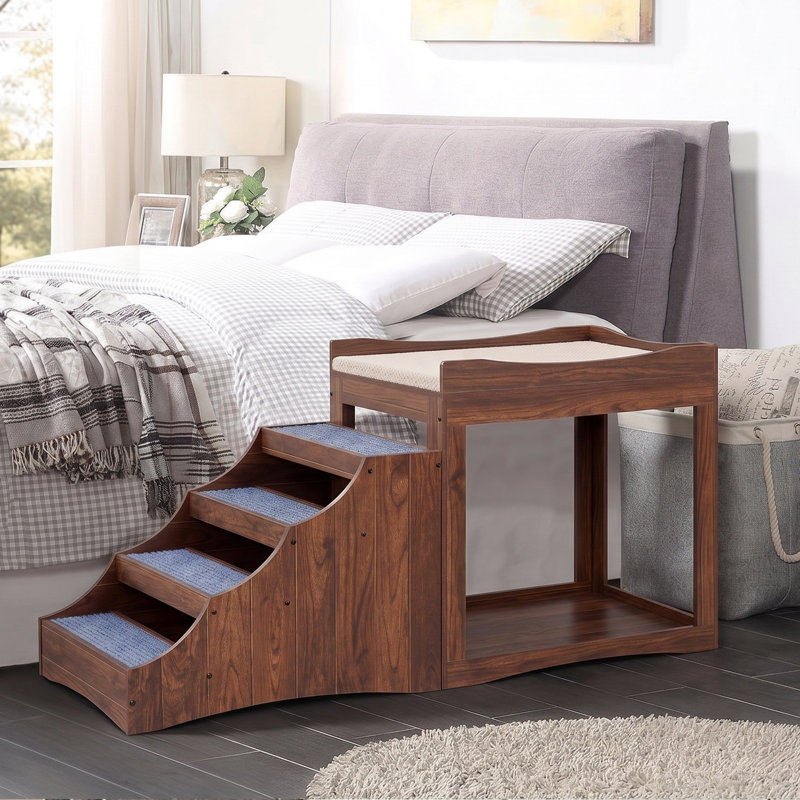 Grand lit superposé pour animaux de compagnie avec marche amovible pour chiens et chats, plate-forme de siège de fenêtre à plusieurs niveaux avec coussin et coussin à gratter pour chat, utilisation à l'intérieur