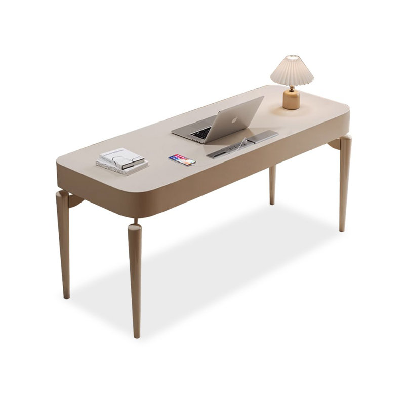 Bureau blanc rectangulaire en bois manufacturé avec 2 tiroirs, H 29,53 po x l 70,87 po x P 27,56 po
