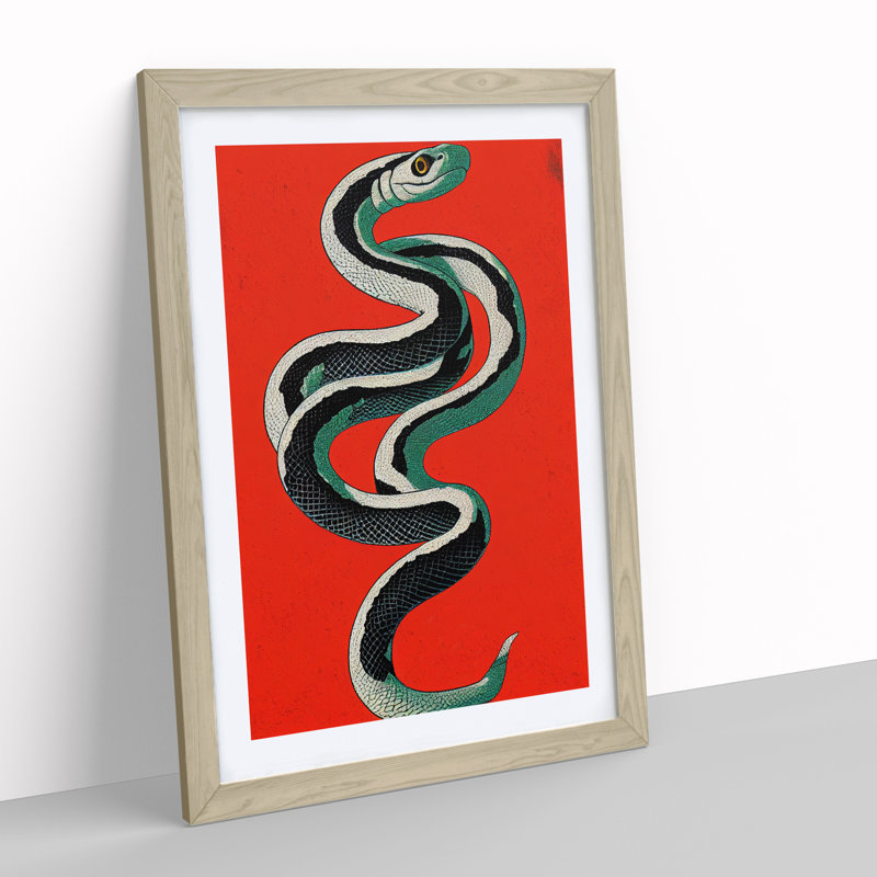 Painted Snake No.2 Abstract - Framed Print, 64cm H x 46cm W x 2cm D, Oak Framed