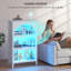 Bibliothèque en bois H 47,48 "x l 29,53" avec lumières tricolores à DEL, capteur de mouvement et station de charge USB-133433391