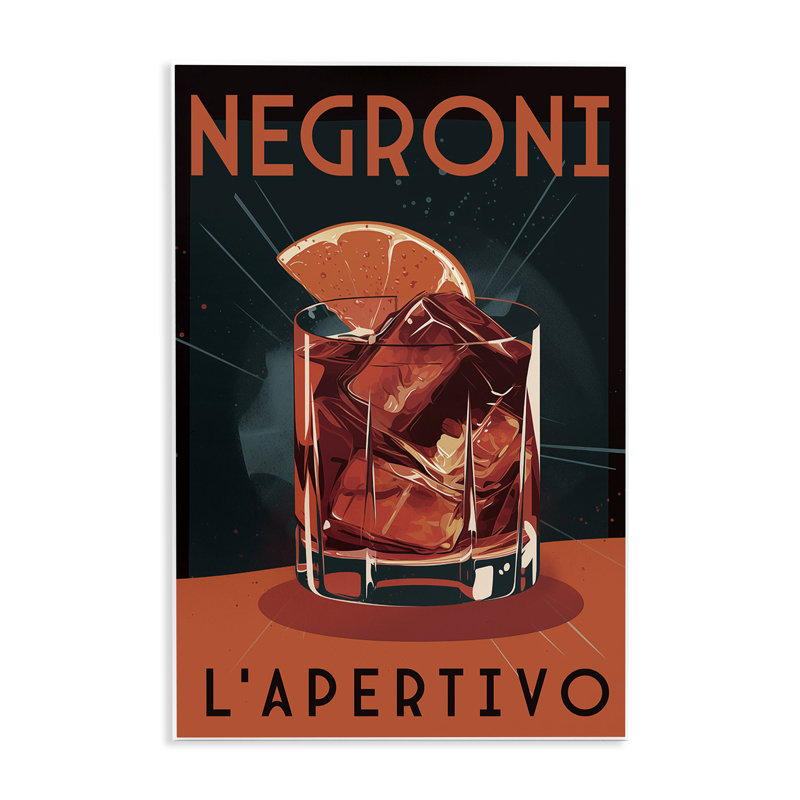 Plaque murale rétro Mid-Century Negroni Drink, design par Andreas Magnusson, H 19 po x l 13 po