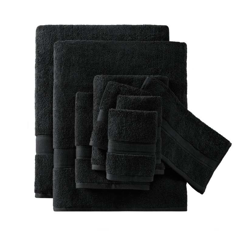Ensemble de serviettes 100% coton absorbant 800GSM, Noir