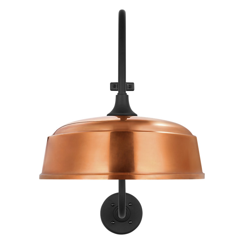 Thomas O'Brien, "Academy 18" Larrabee Barn Light in Matte Black with 16" White Rockhouse Shade, 27'' H x 16'' W x 25.5'' D