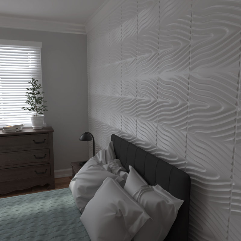 White Textured 3D PVC Wall Panels, 19.63" x 19.63", 10-Pack