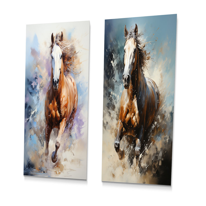 Cheval au galop en action - ensemble d'art mural en métal cheval, H 28 po x l 24 po