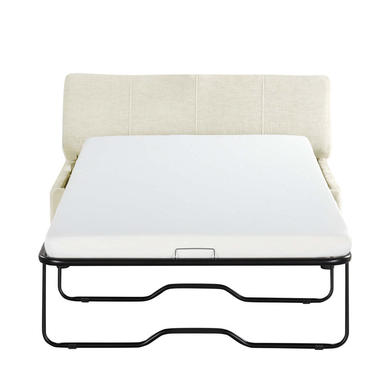 Lit simple escamotable avec repose-pieds et matelas, lit d'invité convertible, blanc