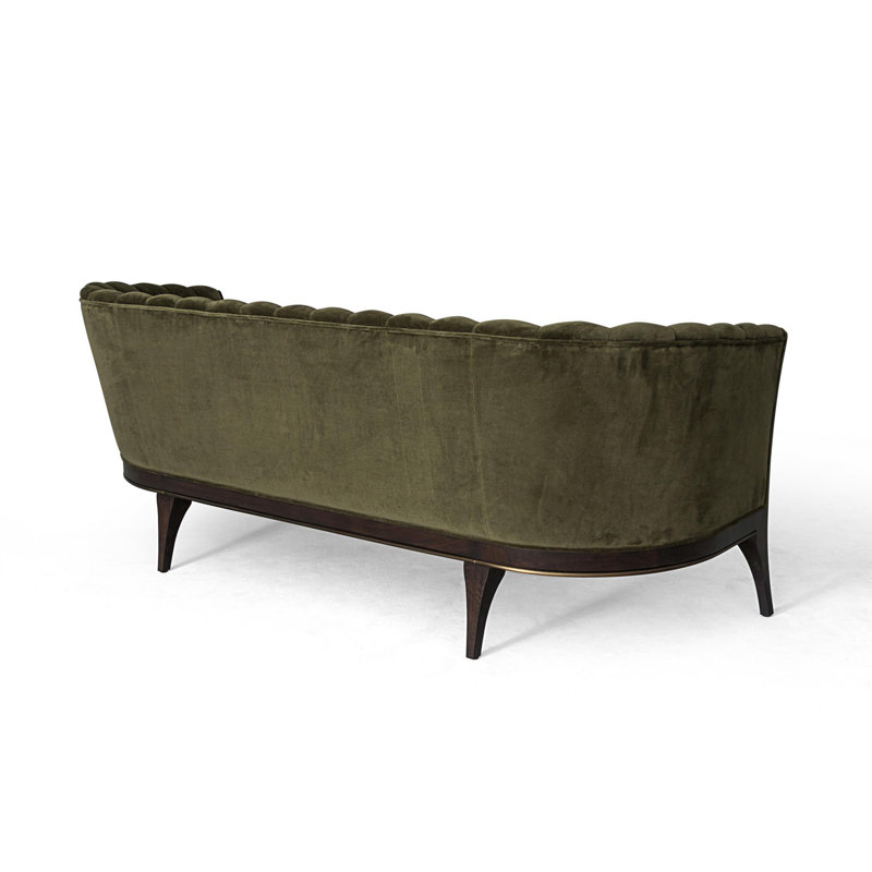 Channel Back Sofa-Silversmith, Moss Velvet