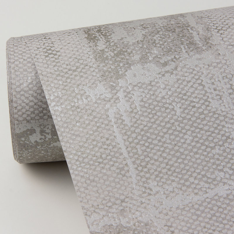 Varak Geometric Metallic Wallpaper Roll, Gray