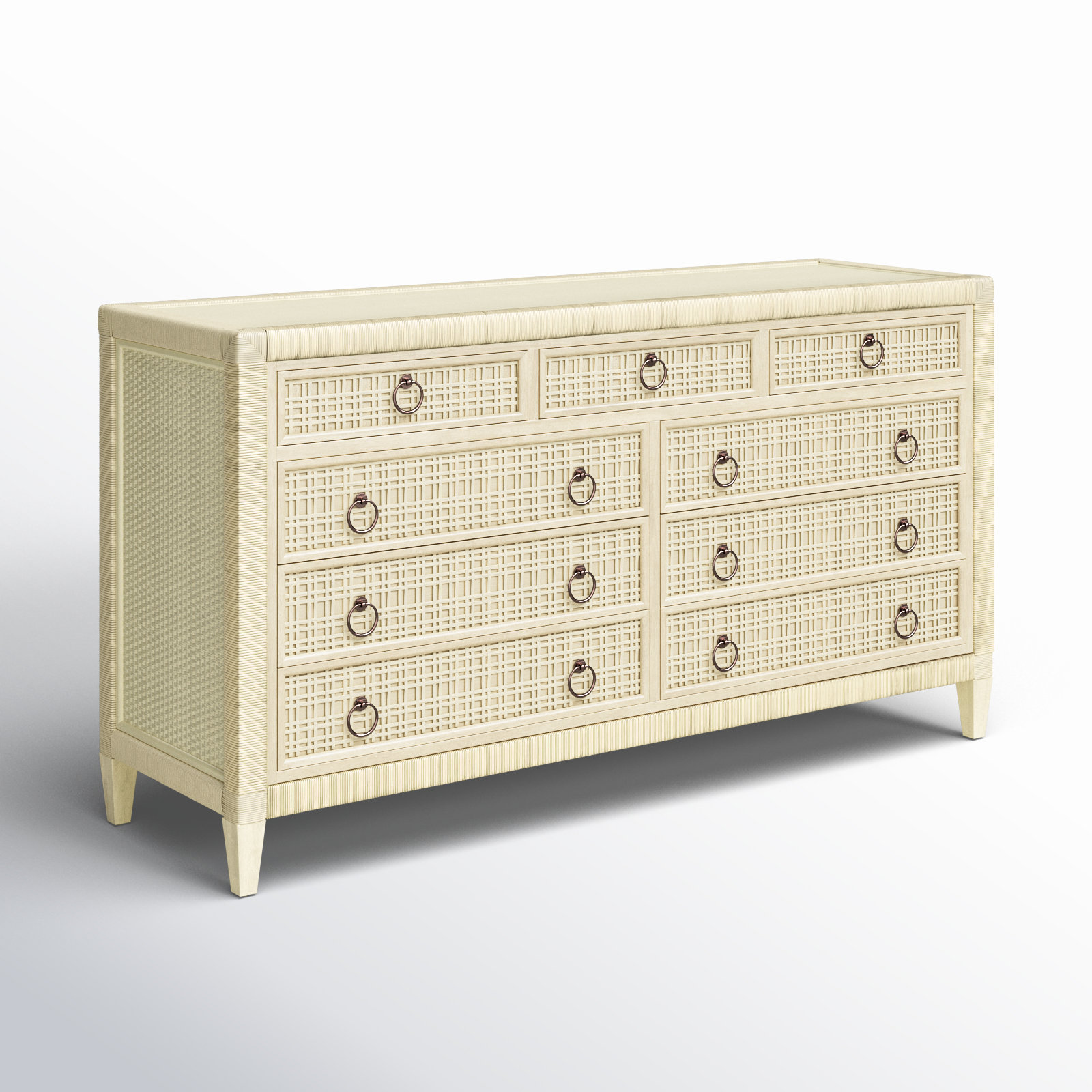 Monterey 64" Double Dresser, Bisque, No, Satin Nickel
