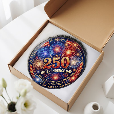 Panneau de fenêtre en verre pour décoration intérieure Fireworks Stars USA 250th Anniversary - 7,8H
