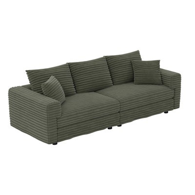 82,7 po Corduroy 3 places, assise profonde confortable, coussins de luxe, guide d'assemblage facile à assembler, matériau avec structure en bois massif et plusieurs coussins