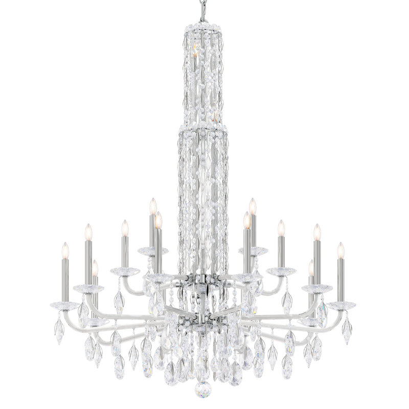 Siena 17 Light 40.5in x 50.5in Two-Tier Chandelier in Black with Clear Radiance Crystals, Stainless Steel, Czech