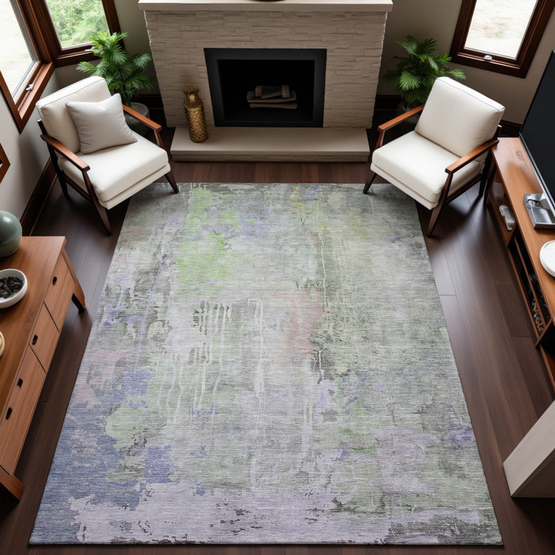 Premium Machine Washable Kelton AMF1233 Abstract Rug, Rectangle 8' x 10'