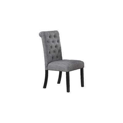 Transitional Charcoal Fabric Dining Chairs 2, Upholstery And Back Cushion Pad Cover Contemporary Style Side Chairs, Of Cushioned For Kitchen