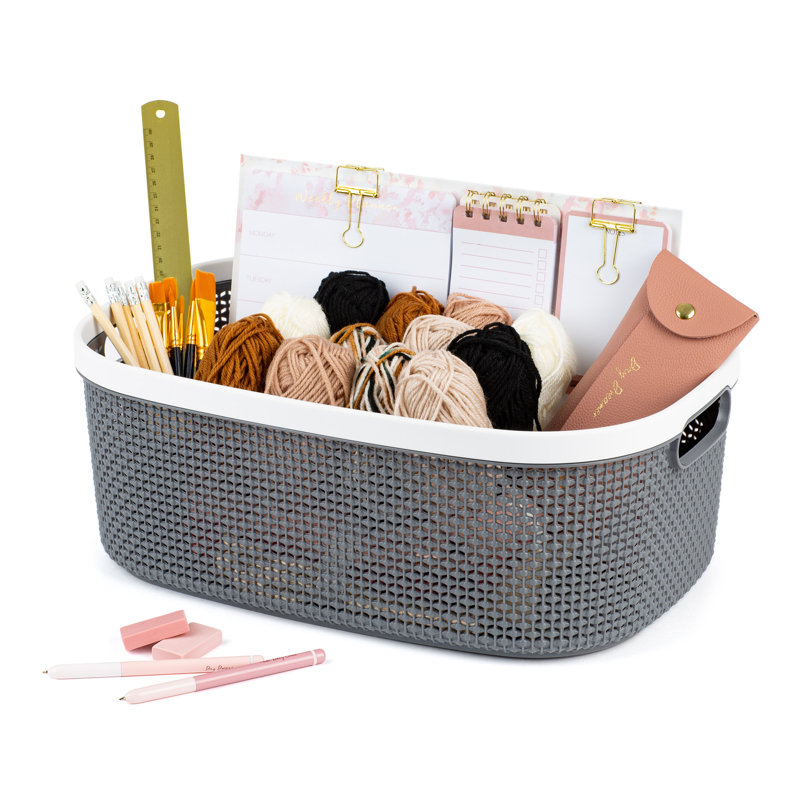 LIVIVO Plastic Decorative Basket, 16.5cm H x 44.5cm W x 30.5cm D
