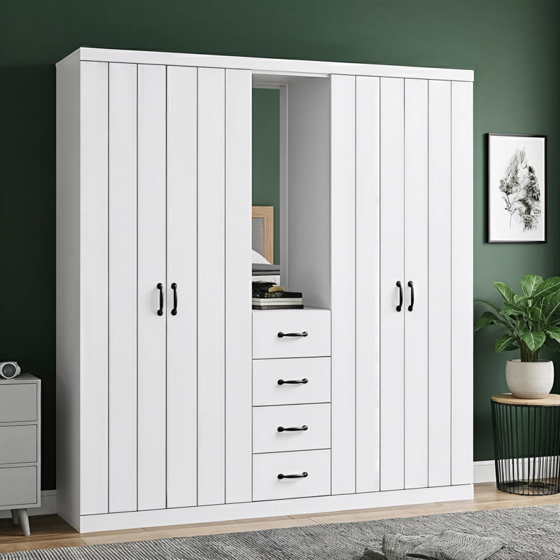 4 Door 4 Drawer Combi Fitment Wardrobe, White