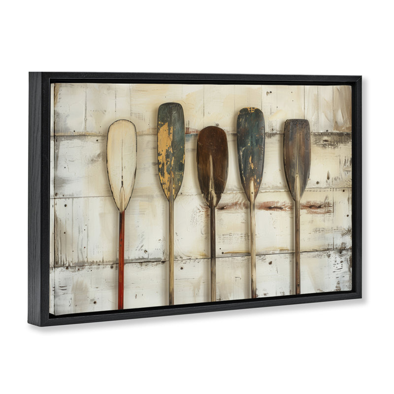  Toile flottante encadrée «Rustic Oar» par Arlington Prints, H 21 po x l 31 po, Cadre flottant noir de jais