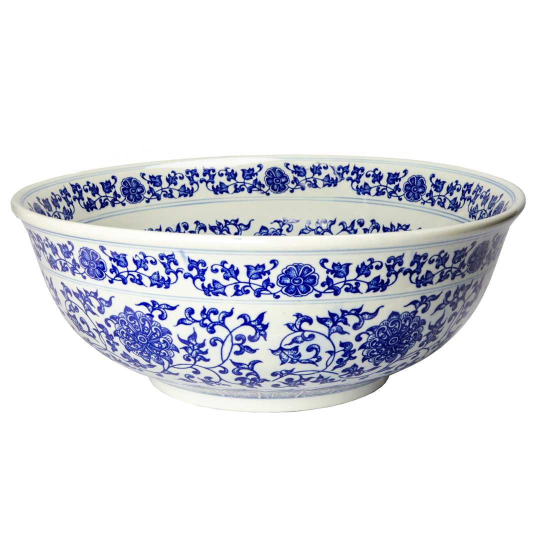 Eden Bath 16.5'' Blue, White Vitreous China Circular Bathroom Sink Eden Bath