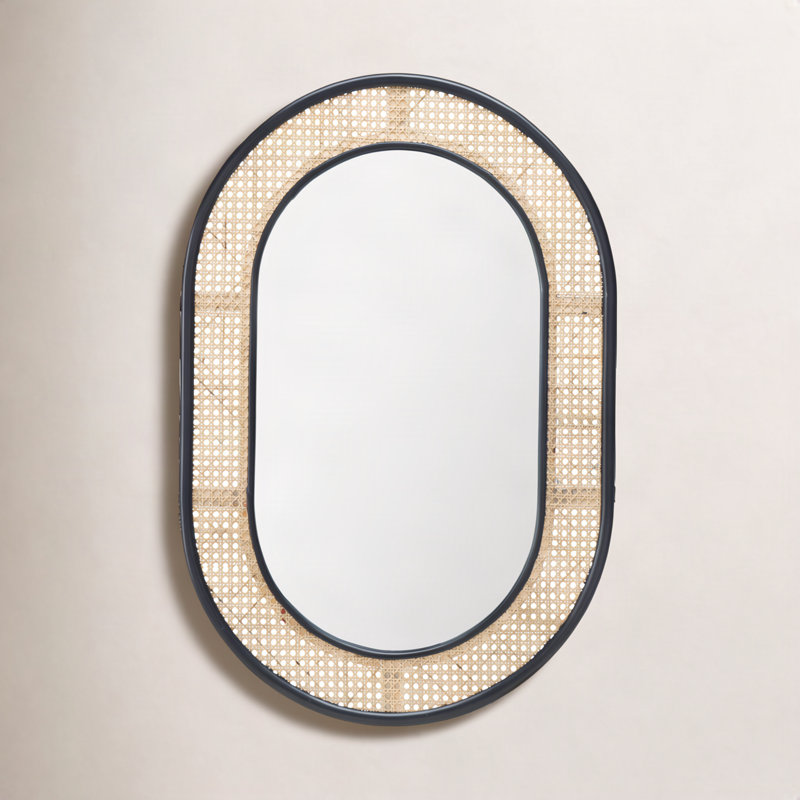 Juni Metal Oval Wall Mirror, Black