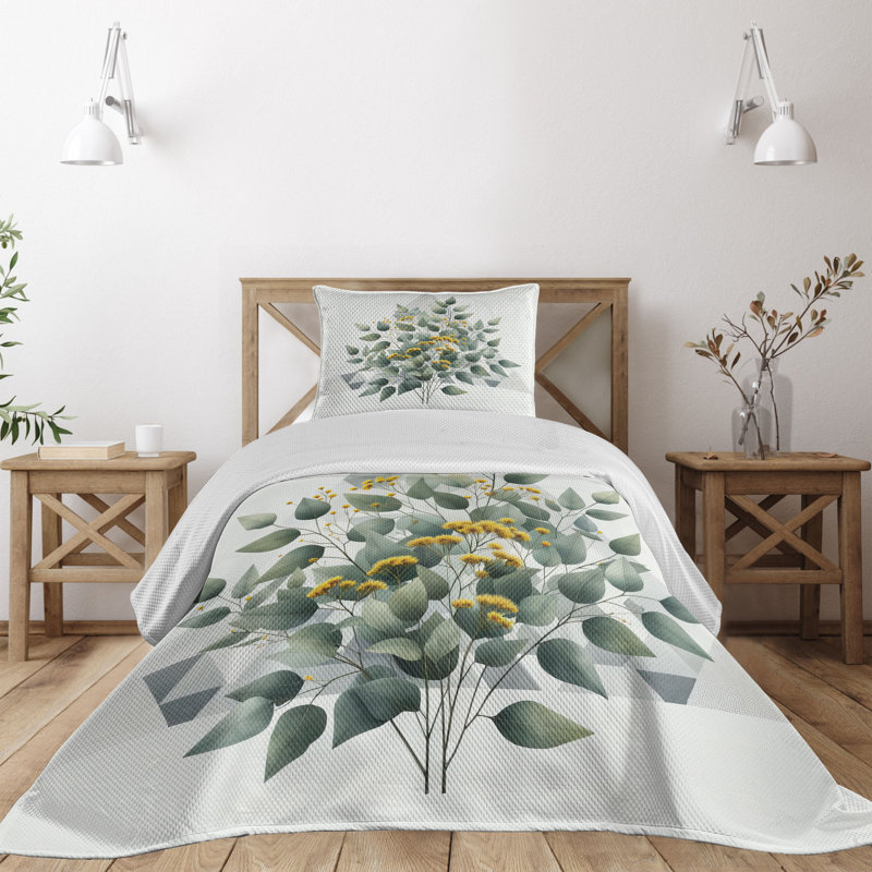 Polyester Floral Coverlet, Twin Coverlet + 1 Standard Shams