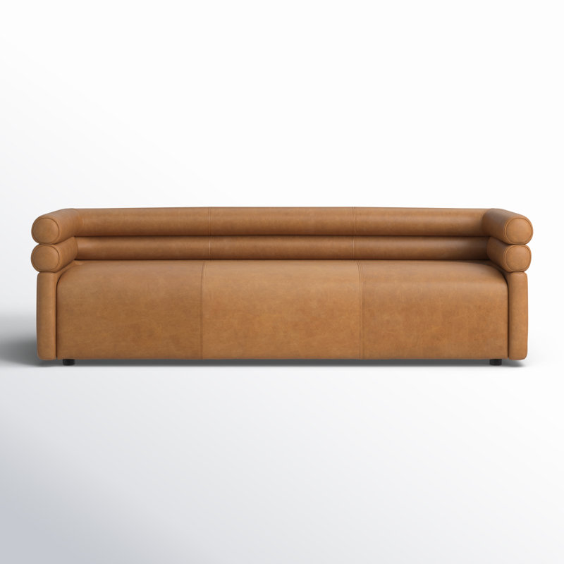 Evie Sofa, Palermo Cognac Genuine Leather