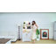 French Vintage Arched Display Cabinet with LED Lighting, Open Shelving and Cupboard Storage-46706842