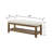 Large Rectangular Upholstered Tufted Linen Ottoman Bench, Padded Bench With Solid Wood Shelf-Ivory