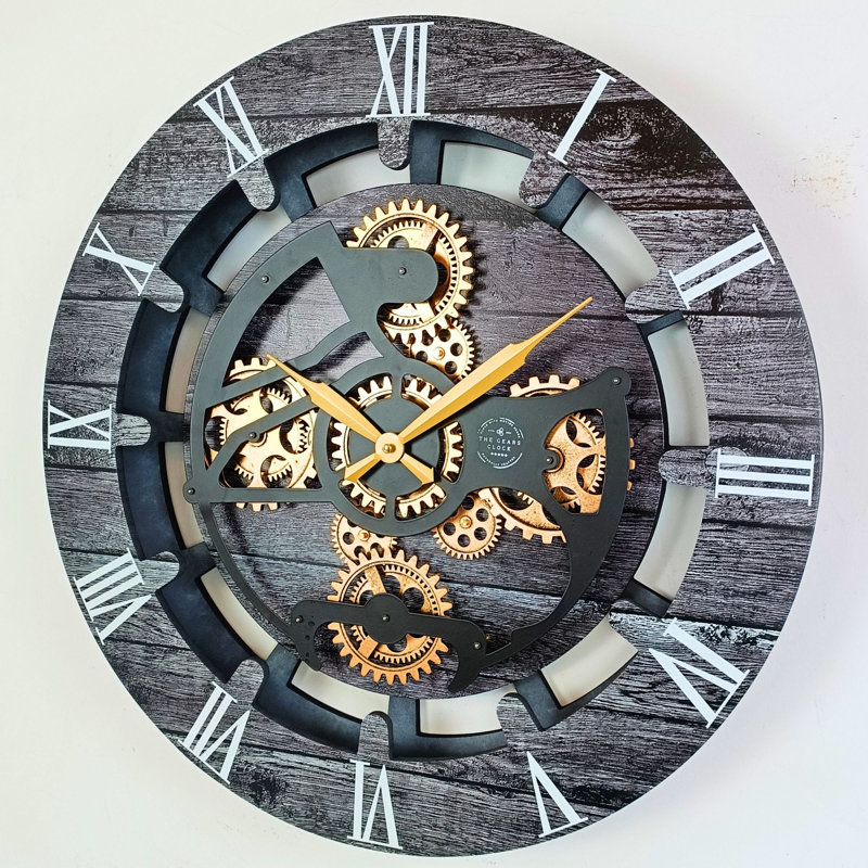 Solid Wood Wall Clock, Carbon Grey