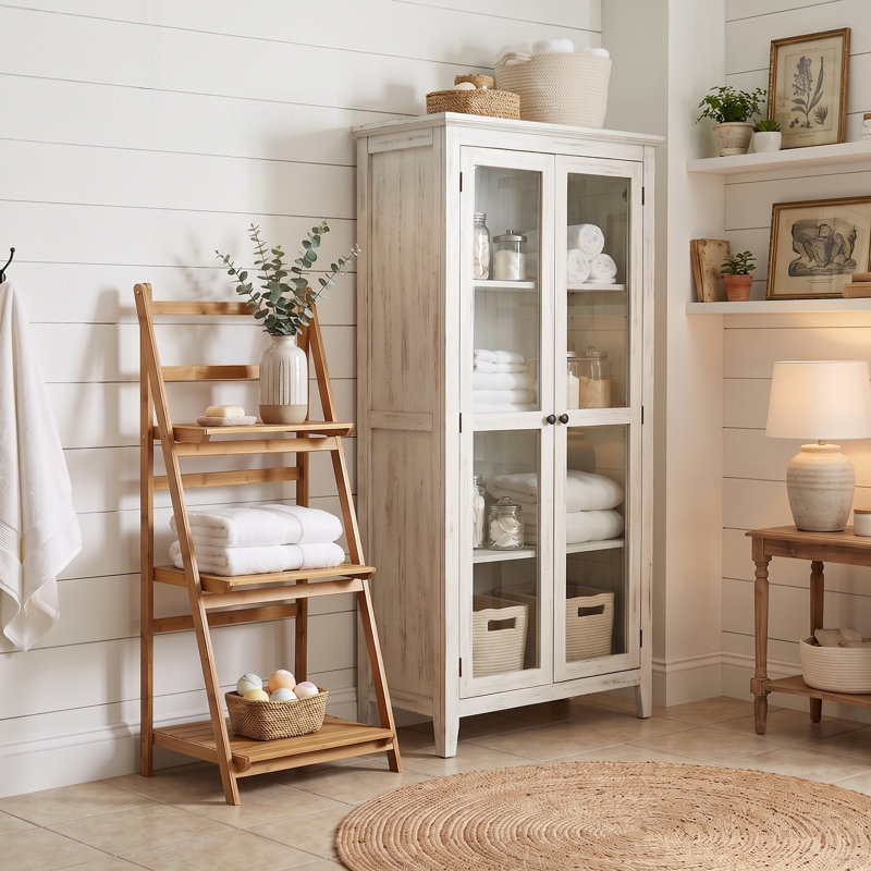 Nickalis Bamboo Freestanding Bathroom Shelves, Natural