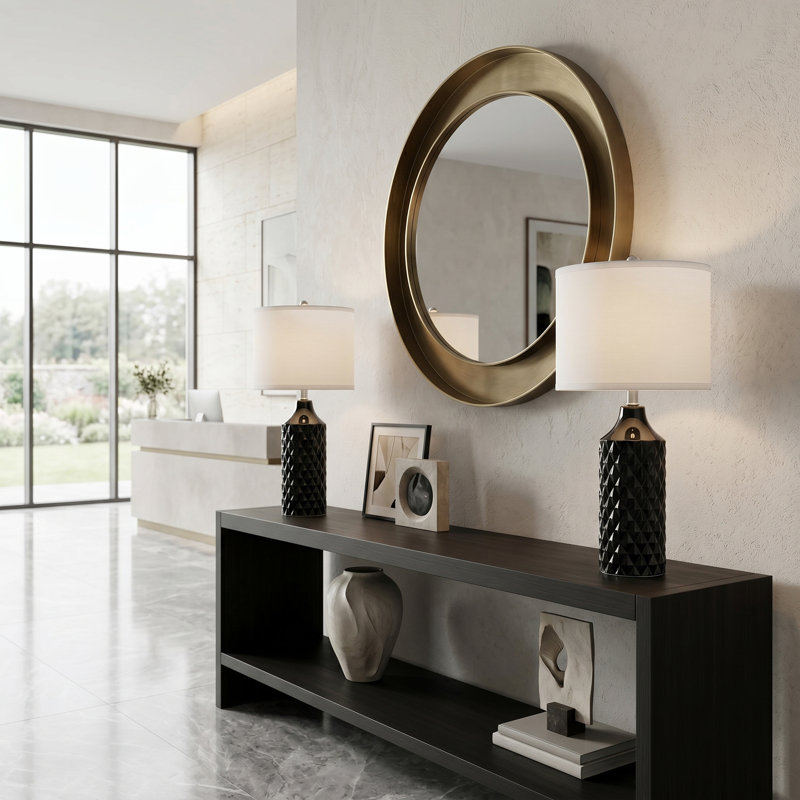 Creight Ceramic Table Lamp, Black