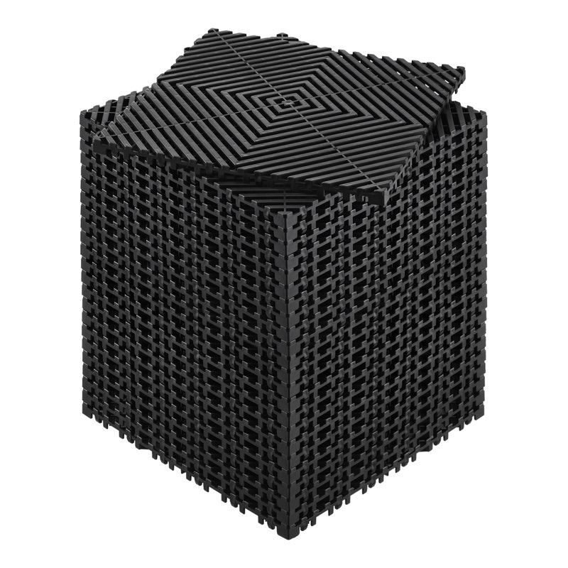 Interlocking Drainage Mat, Modular Interlocking Cushion Durable PP, 12" L x 12" W, Black